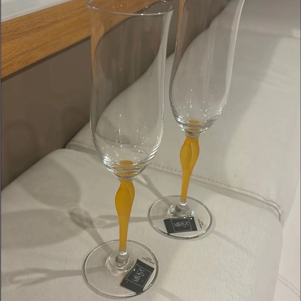 Two New Mikasa Champagne Flutes